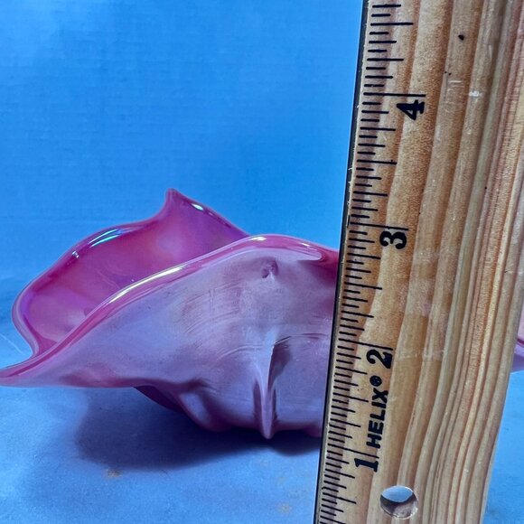 Vtg Unique art glass dish Levay Levi Hand Formed Carnival Glass Pressed Logo - Picture 8 of 8